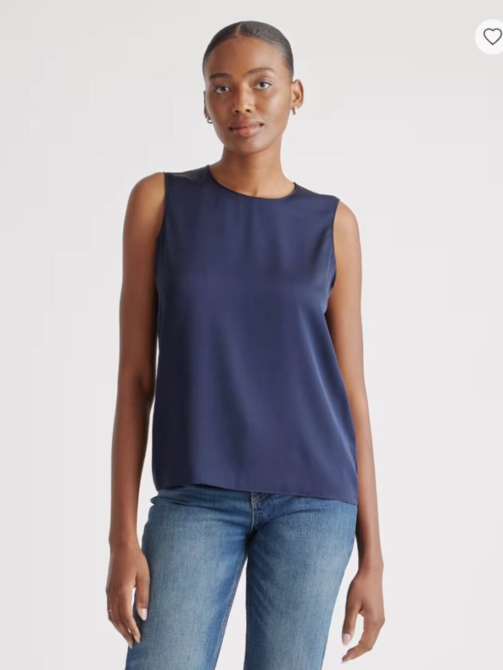 Quince Navy Blue Silk Washable Tank Top -Shell - Large